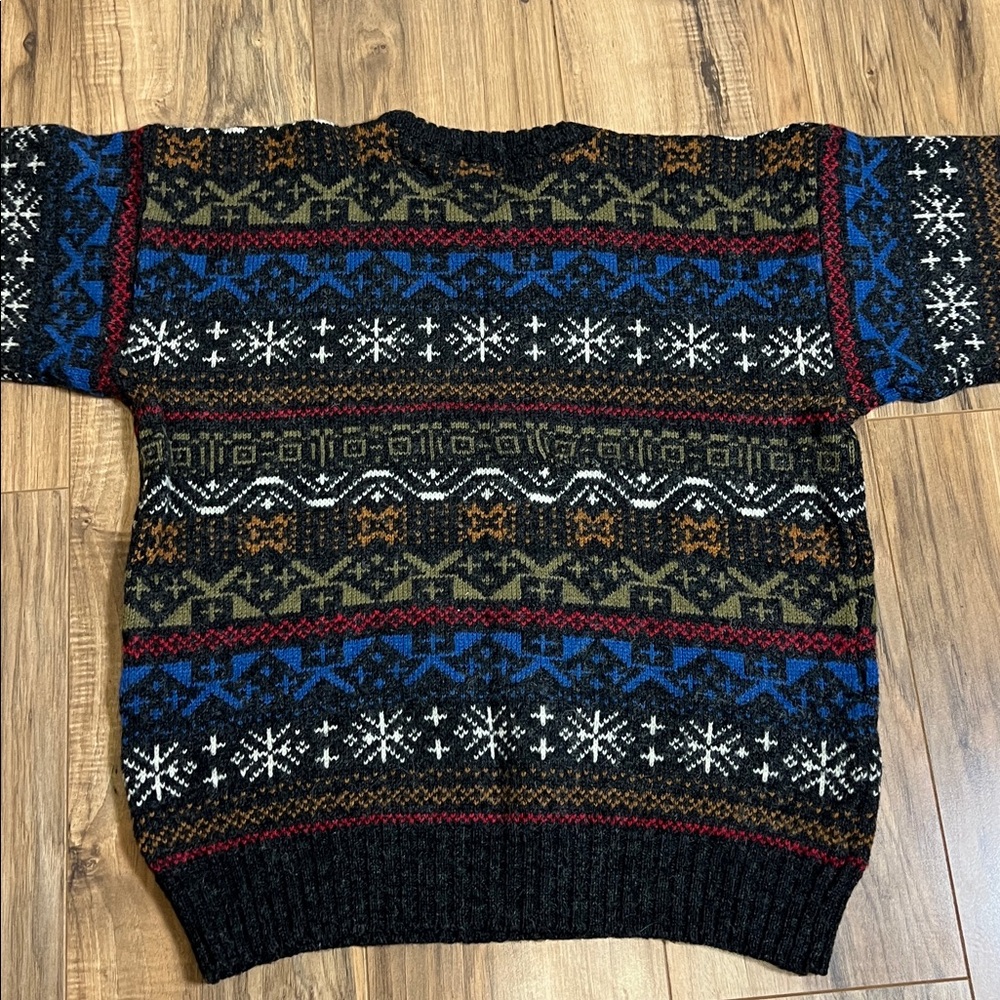 Vintage Hunt Club Wool-Blend Crewneck Sweater Multicolor Geometric Pattern Sz L - Picture 5 of 6